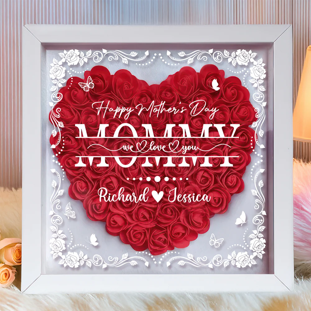 Custom Photo Mom We Love You Heart Flower Shadow Box HO82 893614 - Image 6