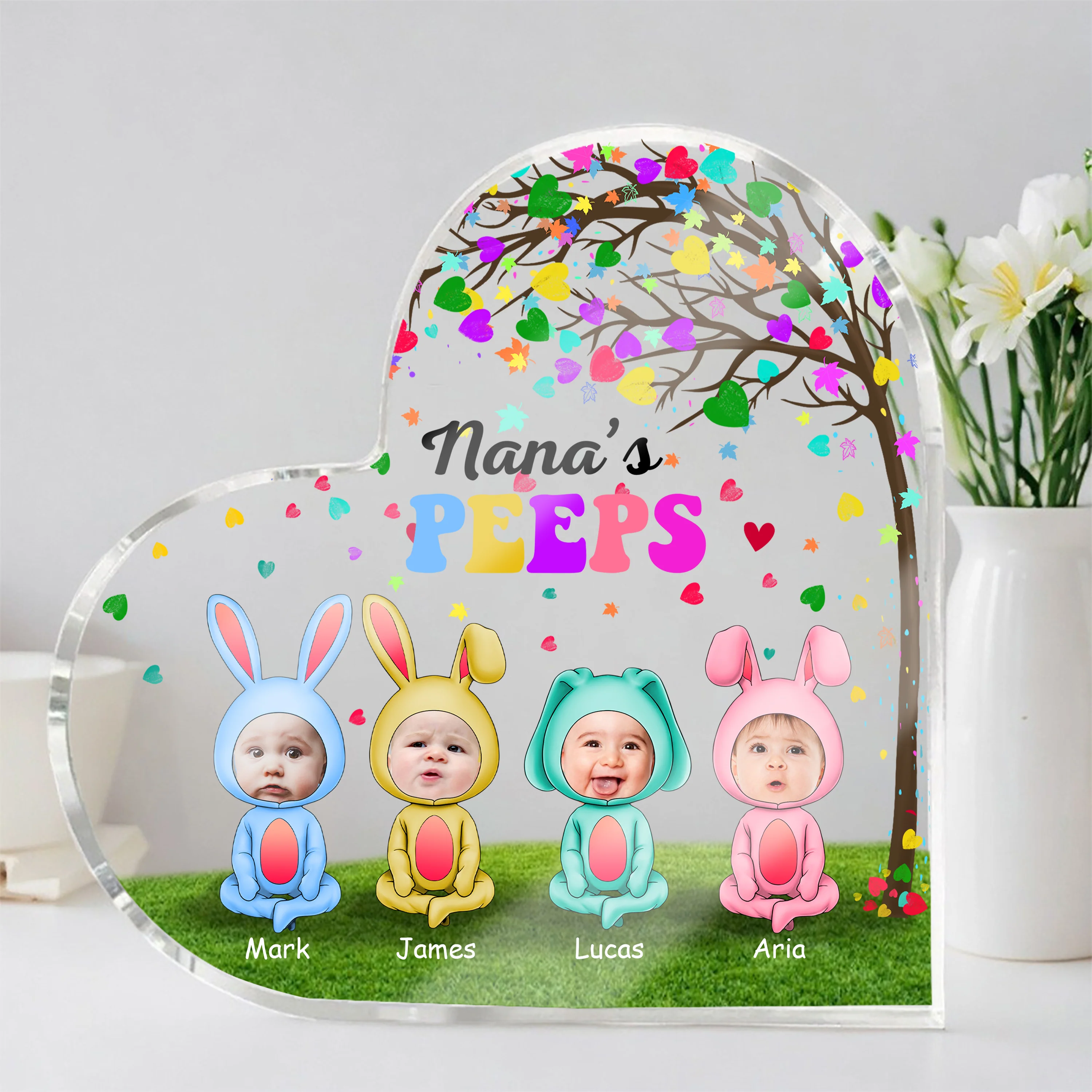 Custom Photo Nana's Peeps Heart Tree Heart Acrylic Plaque HO82 893532 - Image 2