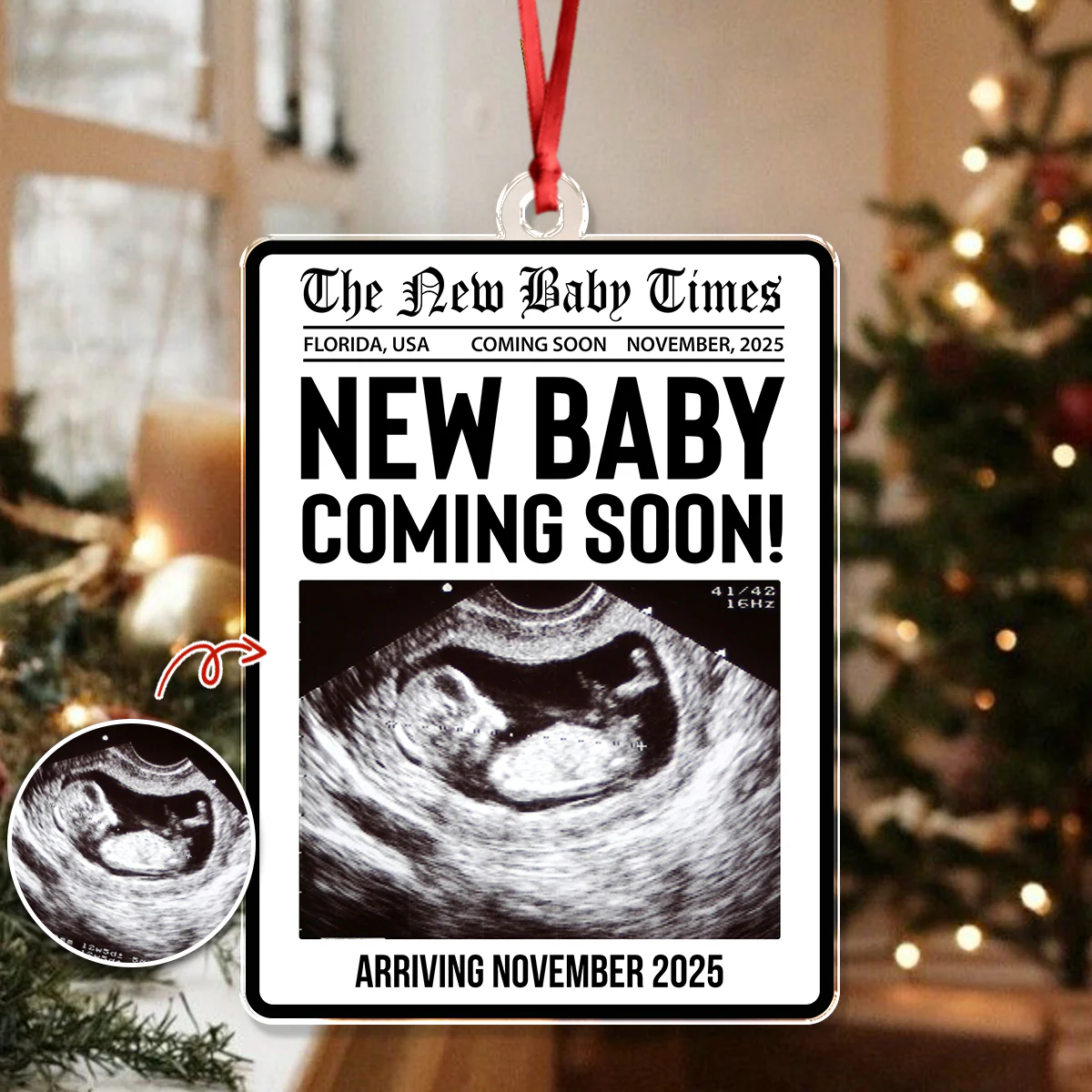 Custom Photo New Baby Coming Soon Acrylic Ornament Christmas Gift For Family HO82 894752 - Image 5