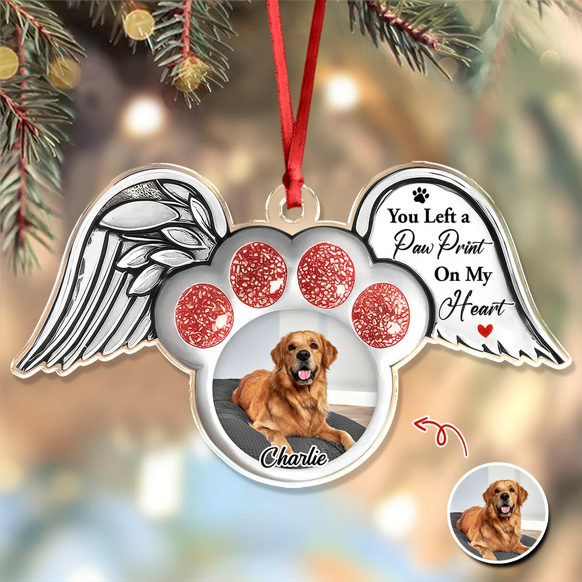 Custom Photo Paw In Heaven Dog Cat Memorial Acrylic Ornament Christmas HO82 894724 - Image 5