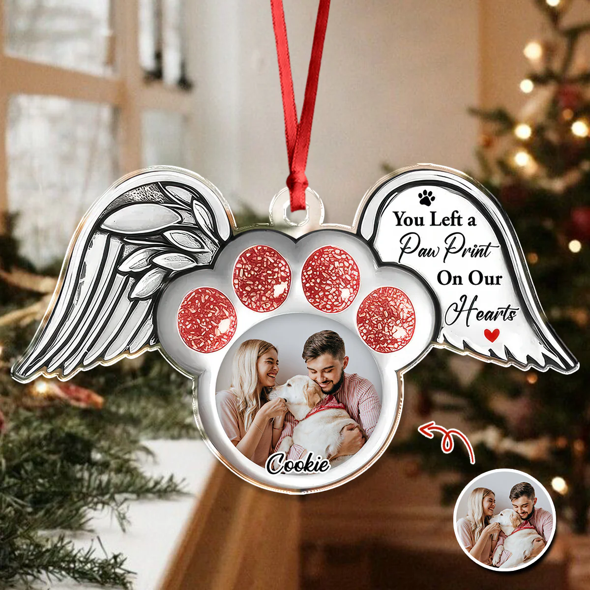Custom Photo Paw In Heaven Dog Cat Memorial Acrylic Ornament Christmas HO82 894724 - Image 8