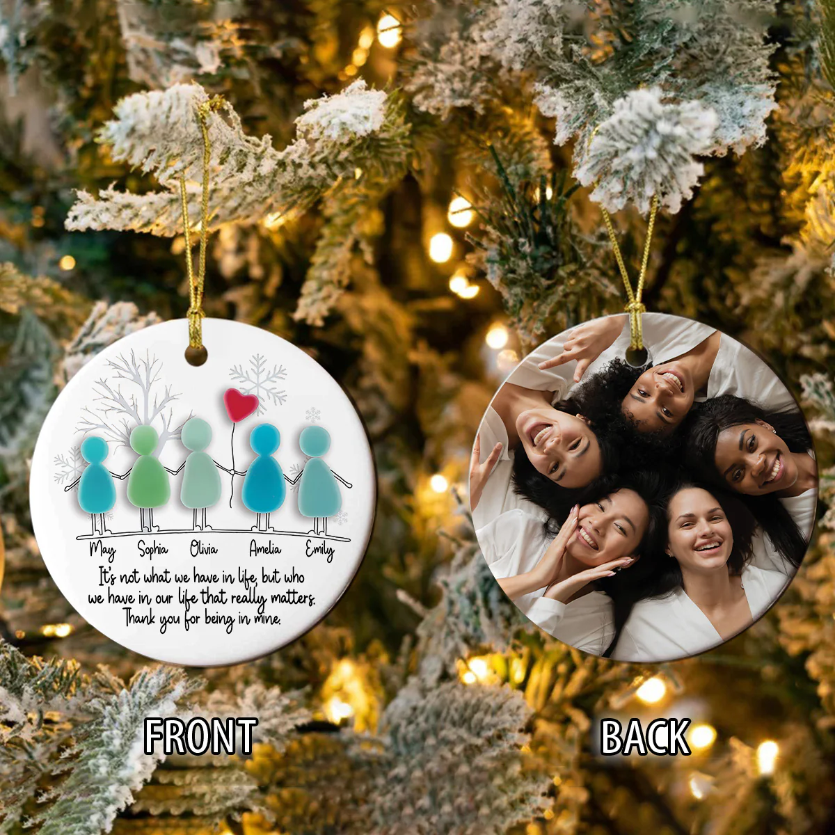 Custom Photo Sea Glass Friendship Besties Ceramic Ornament HO82 900222 - Image 4