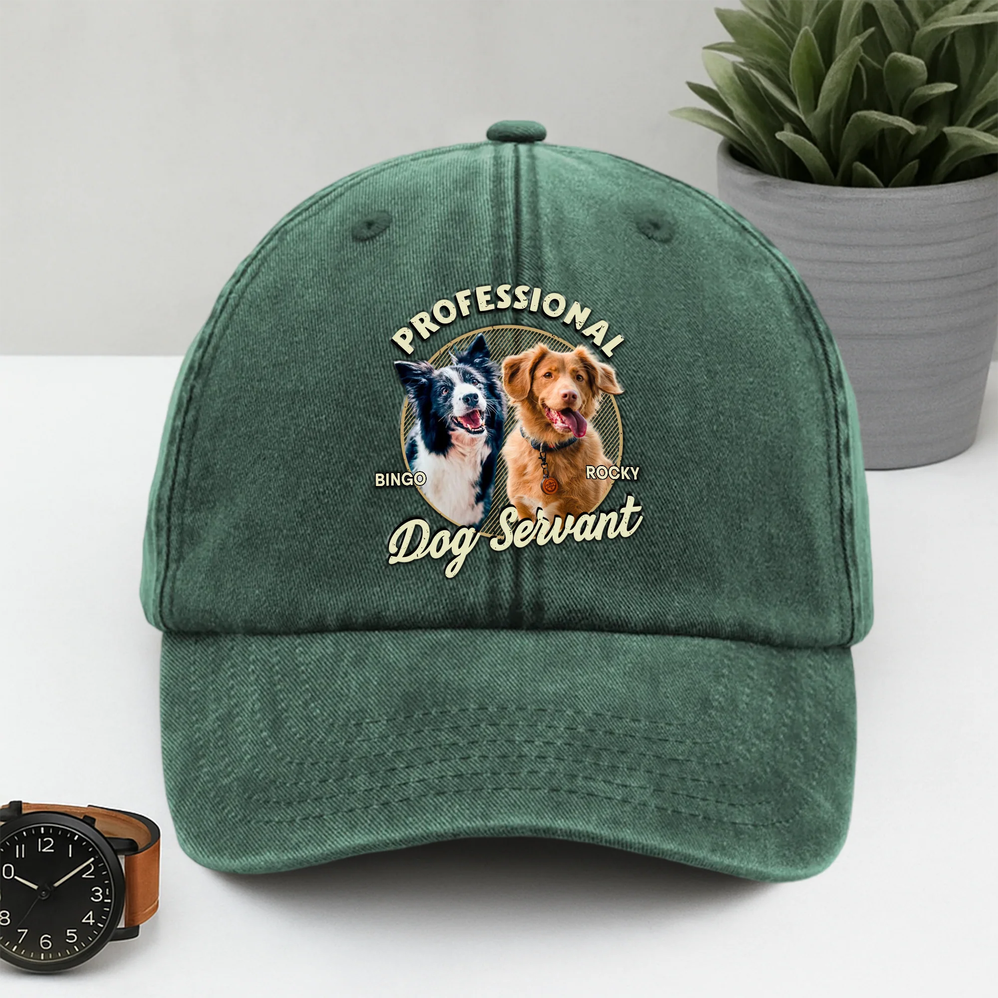 Custom Photo Servant Of Dog Cat Washed Denim Baseball Cap Gift For Dog Cat Lovers HO82 893960 - Image 8