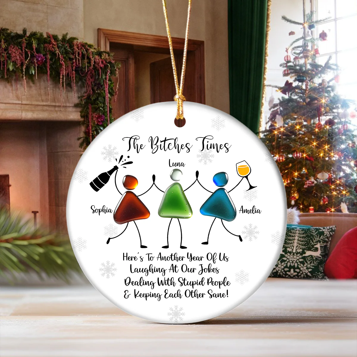 Custom Photo The B*tches Times Friendship Sea Christmas Ceramic Ornament HO82 900180 - Image 4