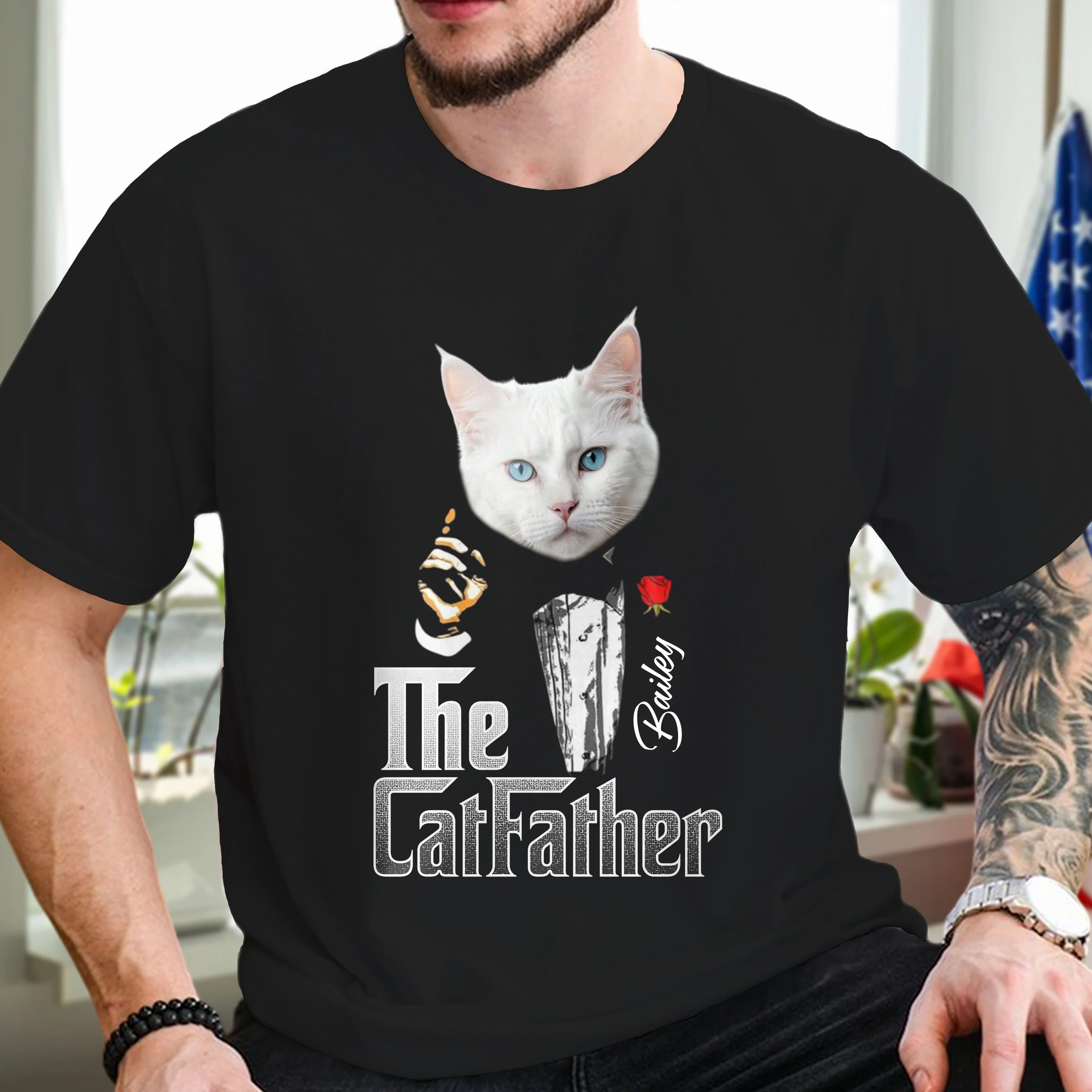Custom Photo The Catfather Gentlemen Cat Shirt Personalized Gift For Dad HO82 893846 - Image 2
