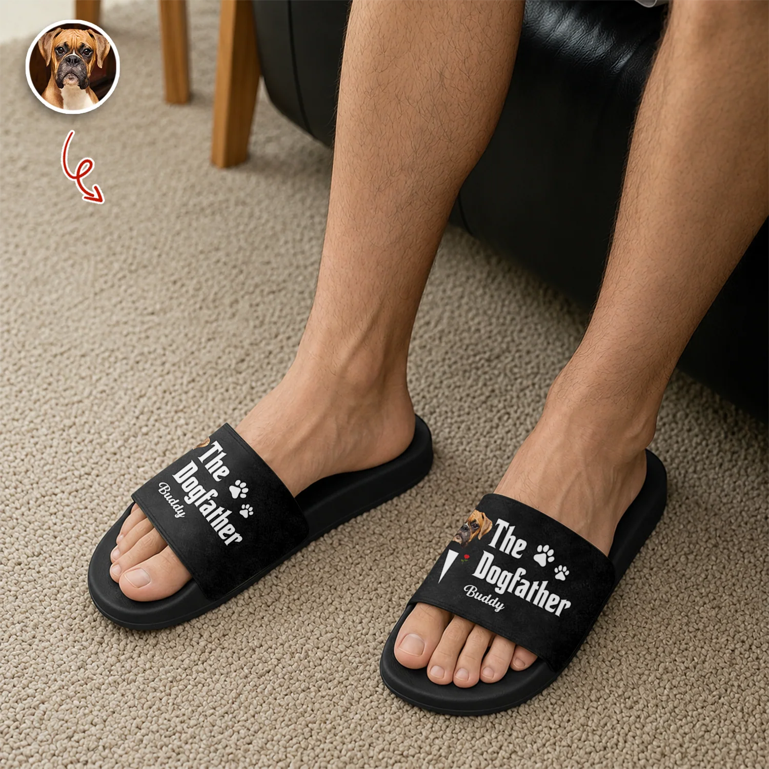 Custom Photo The Dog Father Funny Dog Dad Gift Slide Sandals - Gift For Dog Dad, Dog Lovers HO82 902594 - Image 5
