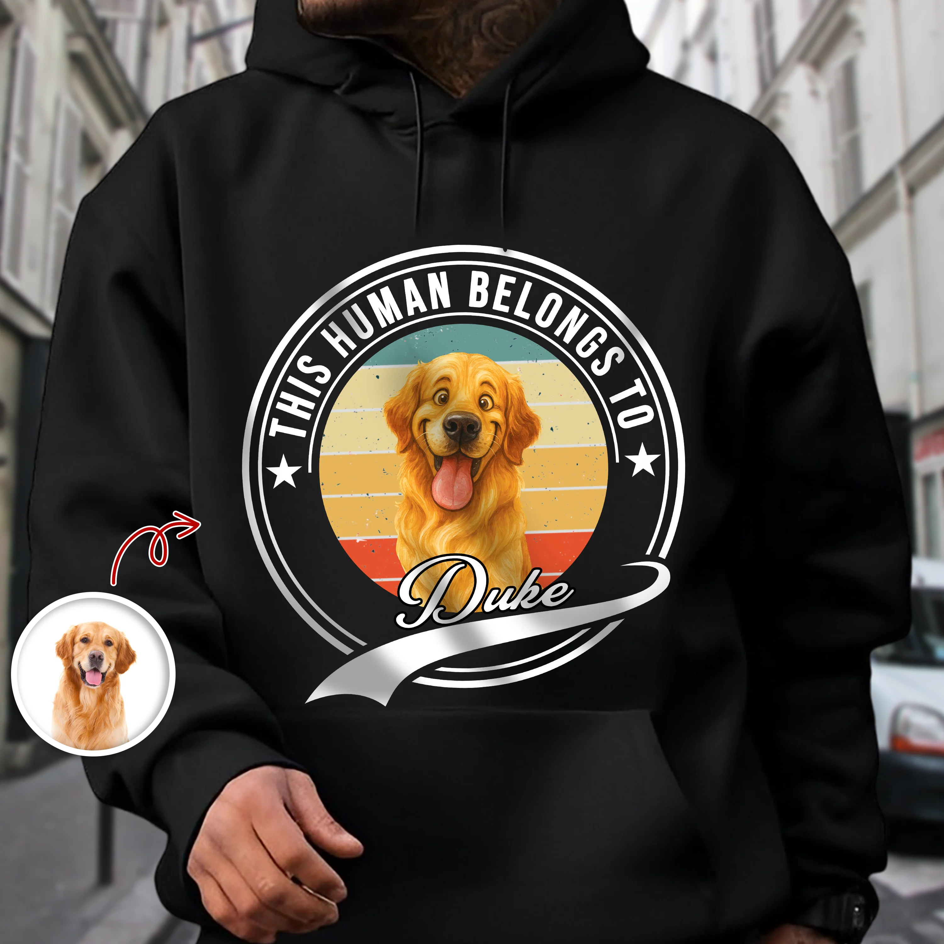 Custom Photo This Human Belongs To Dog Cat With Funny Caricature Style Dark Shirt HO82 894504 - Image 5