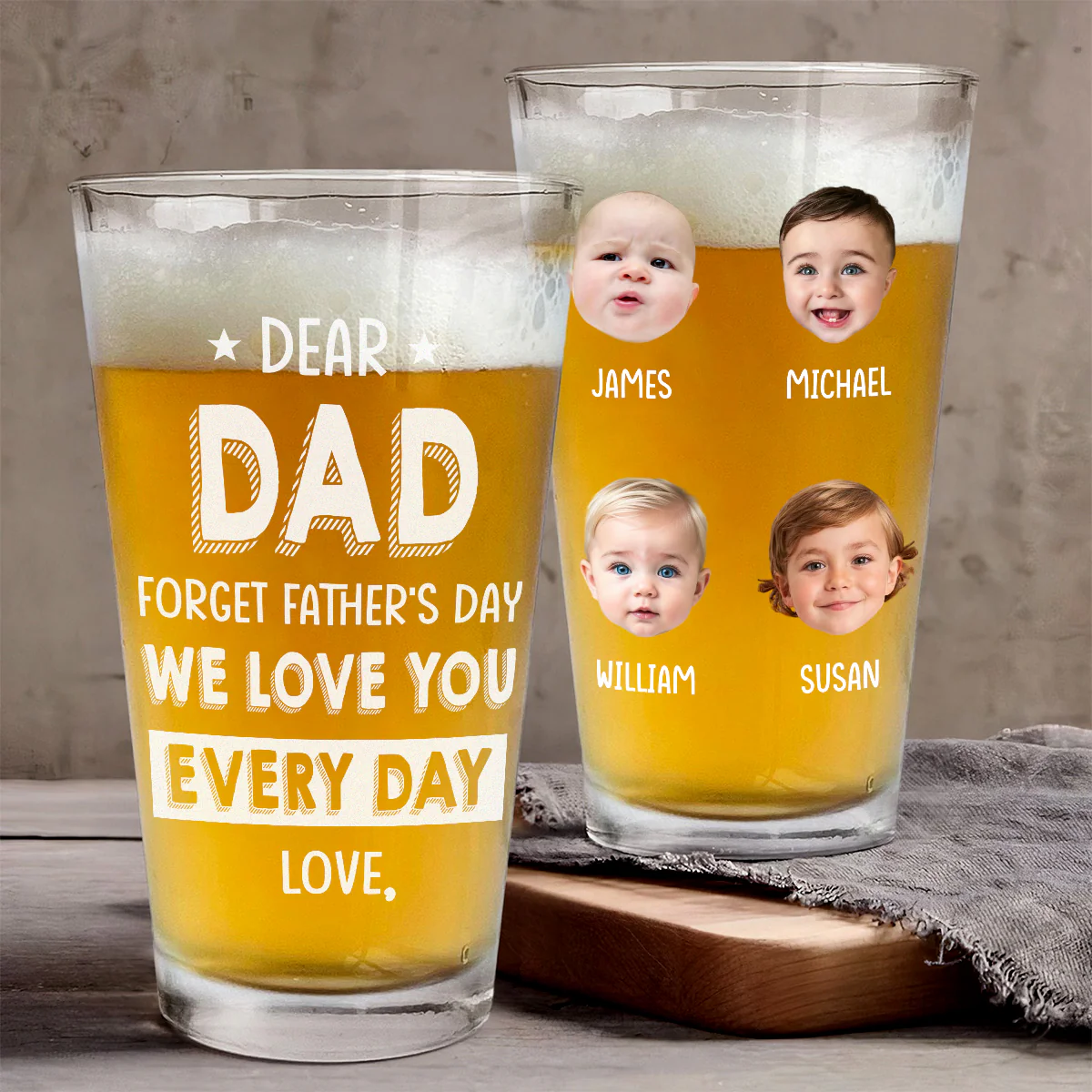 Custom Photo We Love You Every Day Family Beer Glass Gift For Father's Day HO82 893680 - Image 2