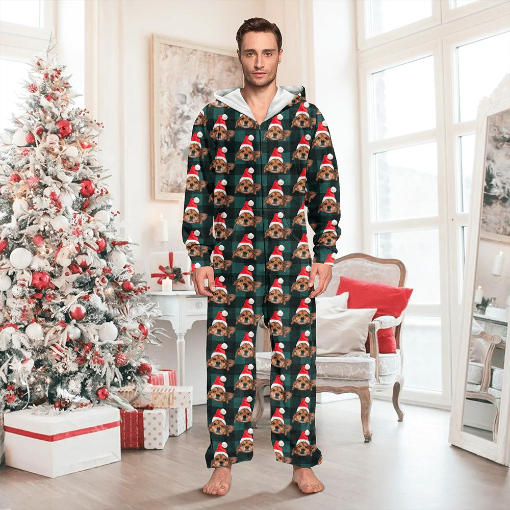 Custom Photo With Christmas Pattern Onesie Pajamas For Dog Lovers HO82 893220 - Image 2
