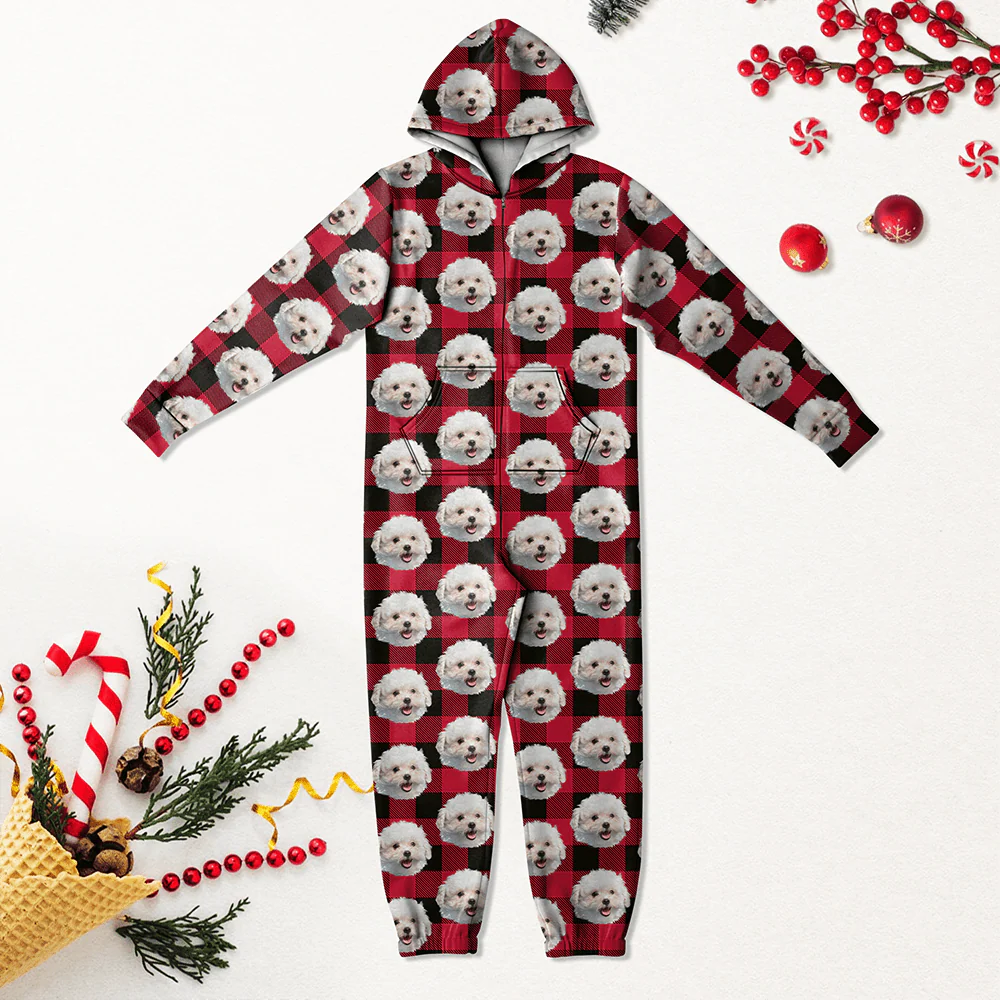 Custom Photo With Christmas Pattern Onesie Pajamas For Dog Lovers HO82 893220 - Image 3