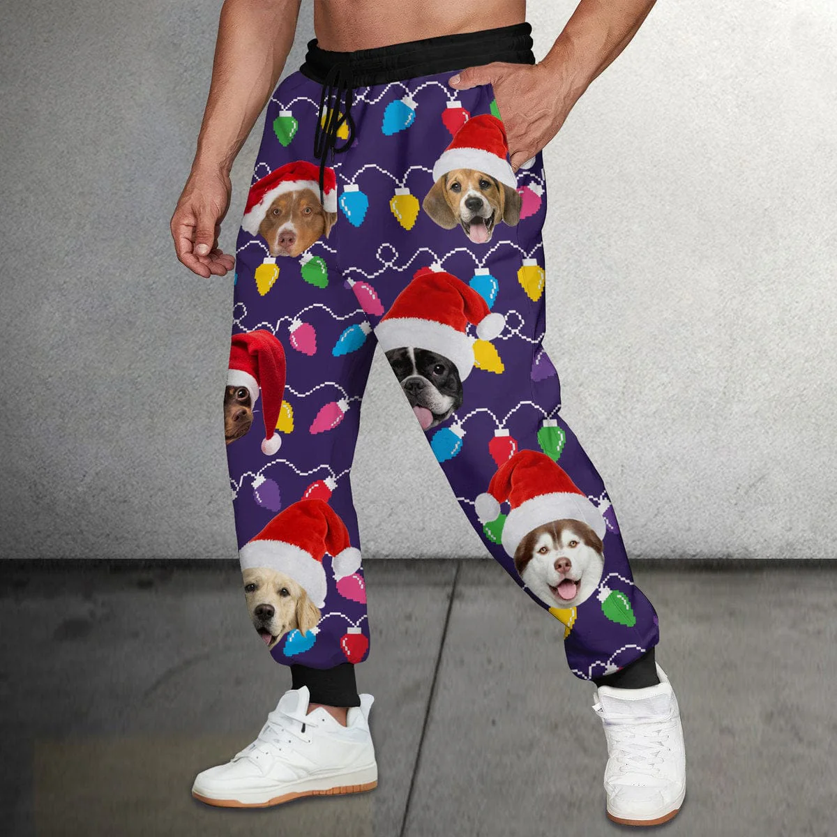 Custom Photo With Colorful Christmas Lights For Dog Lovers Sweatpants N304 889920 - Image 3