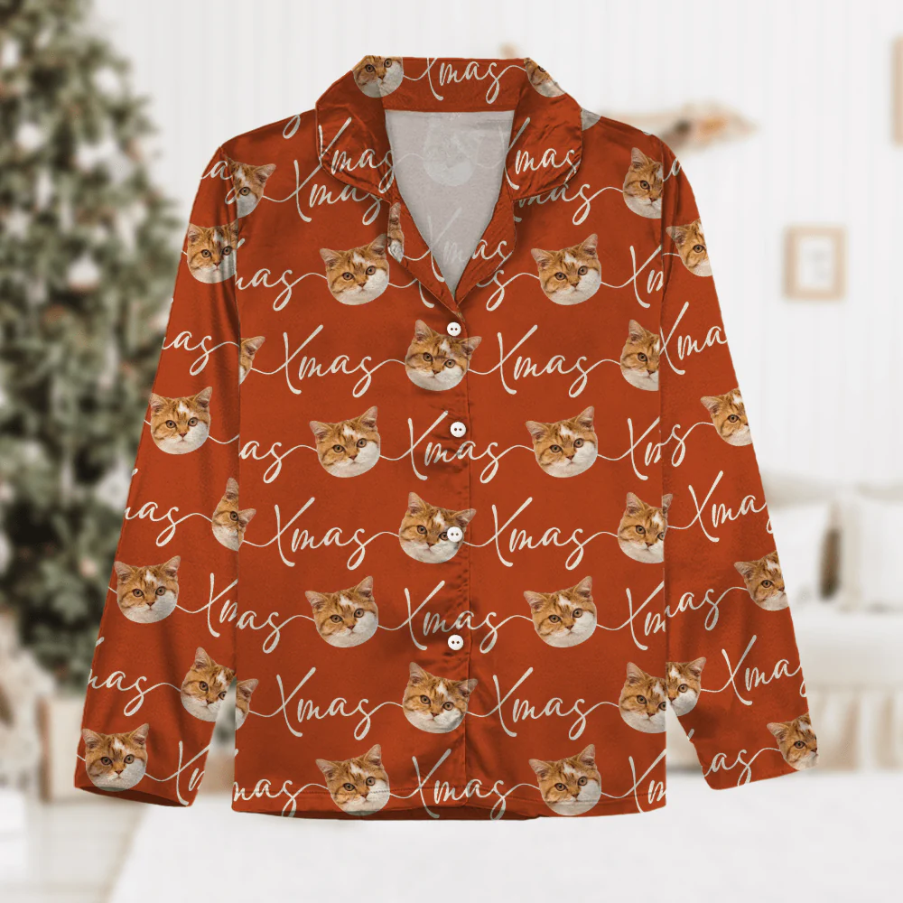 Custom Photo Xmas Pajamas Custom Cat Pajamas DA199 889884 - Image 3