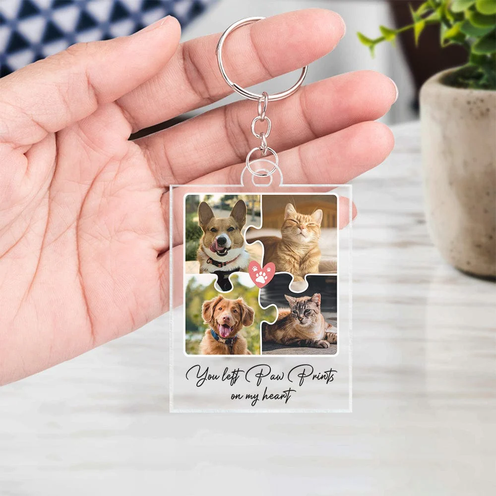 Custom Photo You Left Paw Prints On My Heart Acrylic Keychain N304 889986 - Image 3