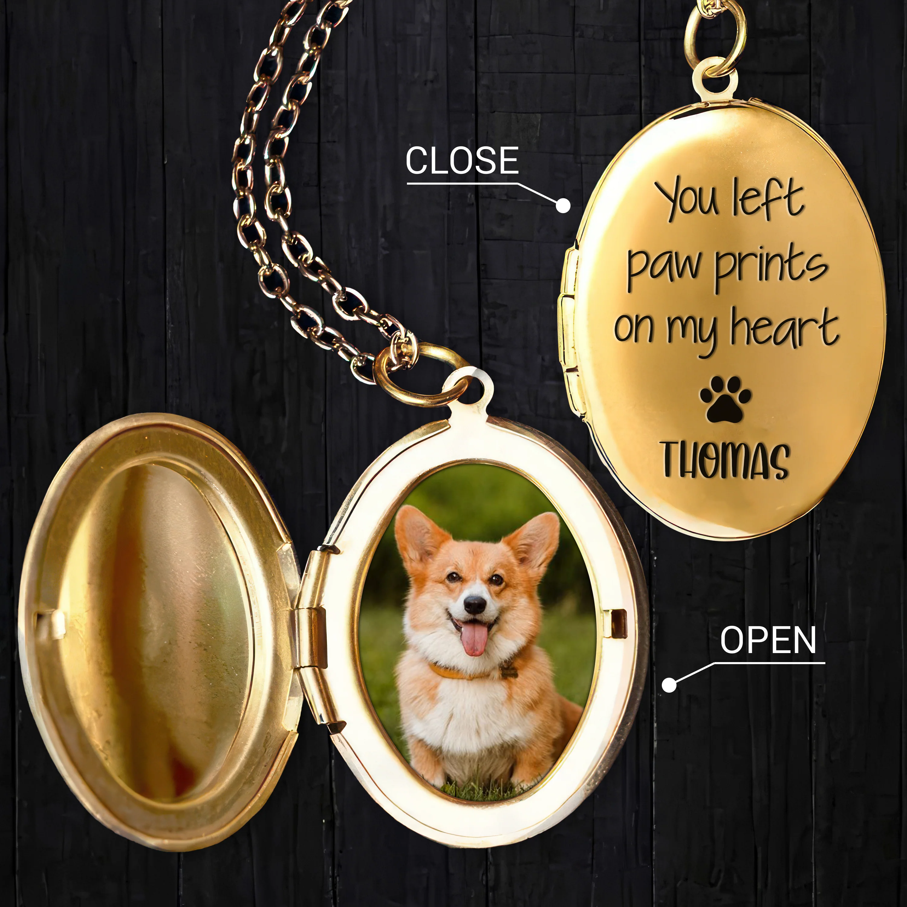 Custom Photo You Left Paw Prints On My Heart Dog Memorial Locket Necklace HO82 893674 - Image 2