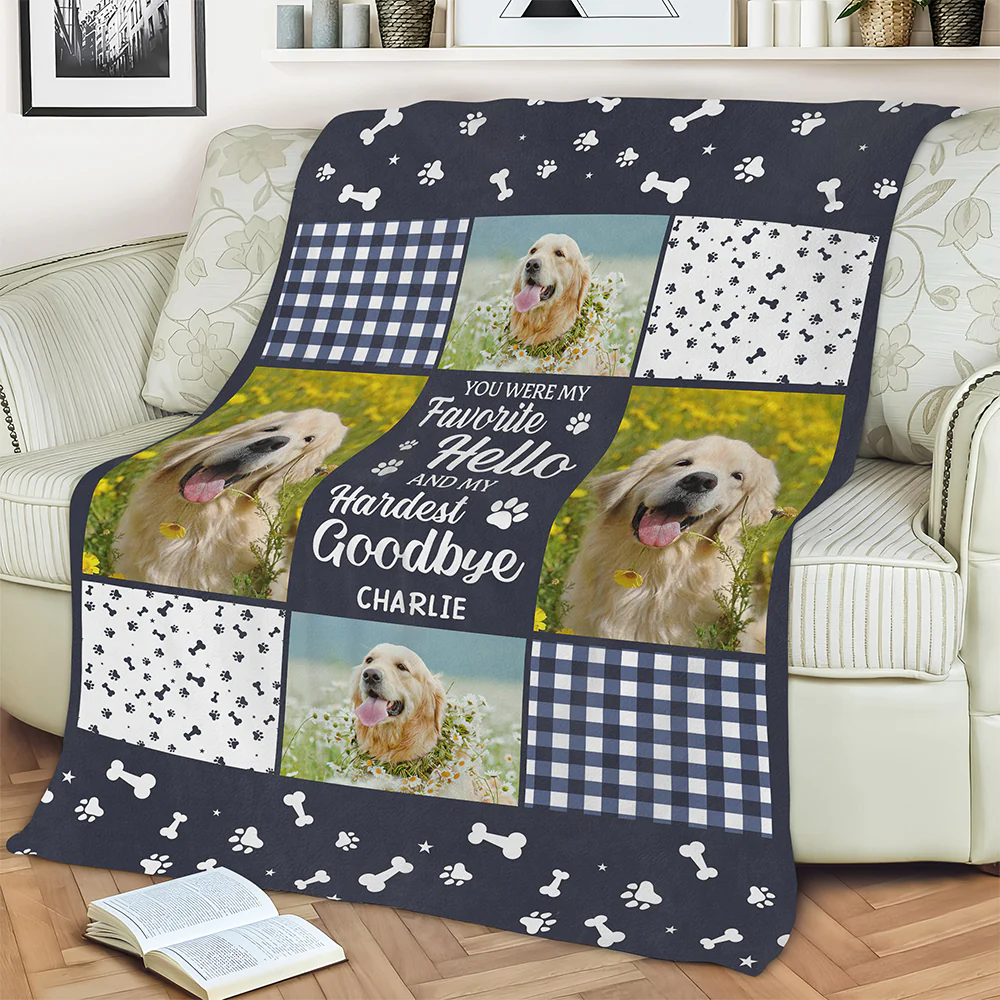 Custom Photo You Were My Favorite Hello And My Hardest Goodbye Memorial Blanket Gift For Pet Owners, Pet Lovers HO82 893528 - Image 2