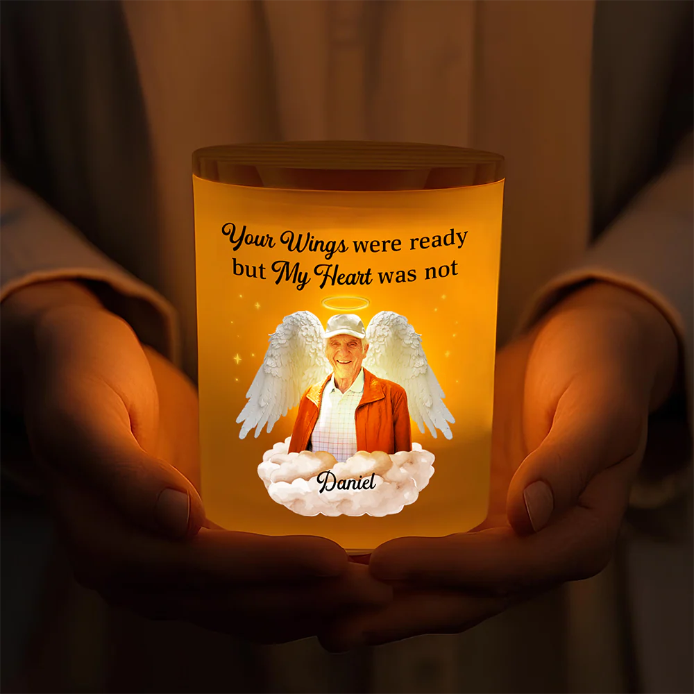 Custom Photo Your Light Will Always Shine In My Heart Memorial Glass Jar With LED Candle Sympathy Gift For Family Members HO82 893832