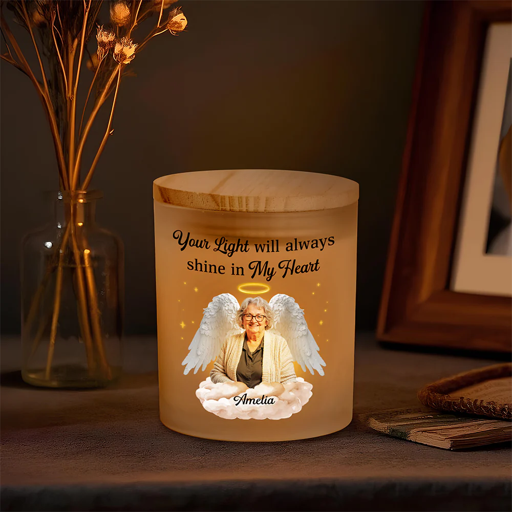 Custom Photo Your Light Will Always Shine In My Heart Memorial Glass Jar With LED Candle Sympathy Gift For Family Members HO82 893832 - Image 3