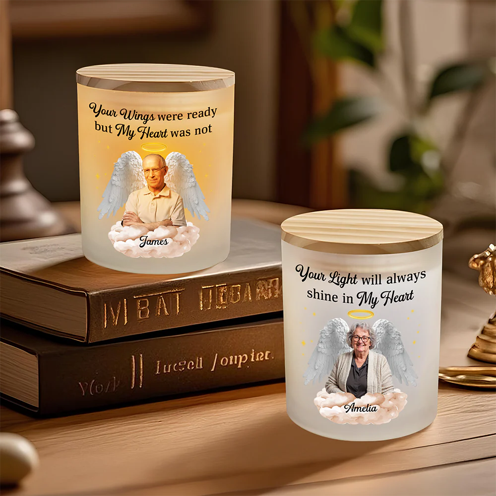 Custom Photo Your Light Will Always Shine In My Heart Memorial Glass Jar With LED Candle Sympathy Gift For Family Members HO82 893832 - Image 4