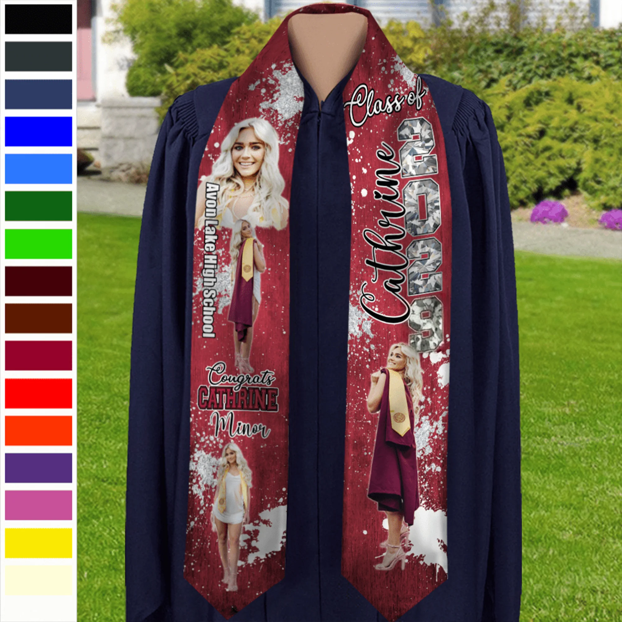 Custom Portrait Photo And Add School Name Graduation Gift Stoles N369 890224 - Image 11