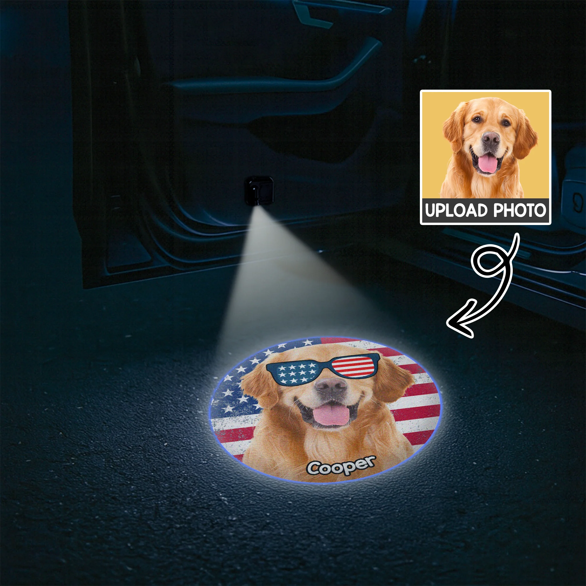Custom Proud Patriotic Dog Photo Car Door Projector Light HO82 894358 - Image 2