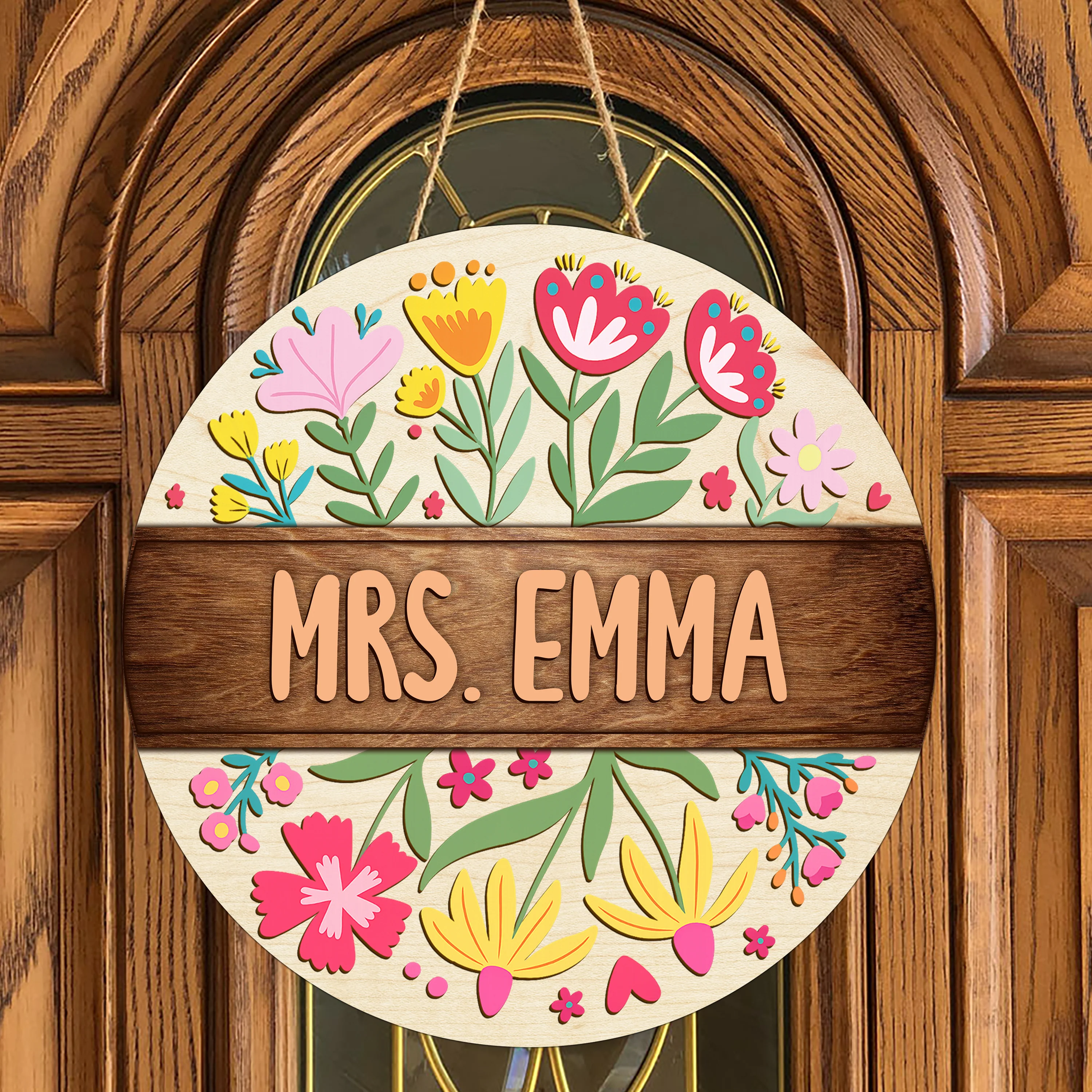 Custom Teacher Name With Floral Layer Doorsign, Back To School Gift HO82 894302 - Image 7