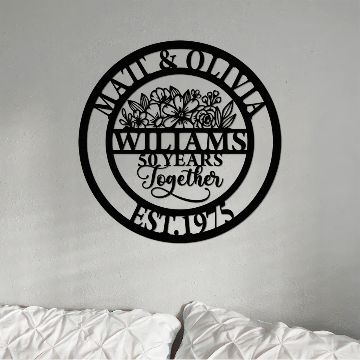 Custom Years Together Floral Metal Sign Gift For Couple Anniversary, For Husband, Wife HO82 894826 - Image 4