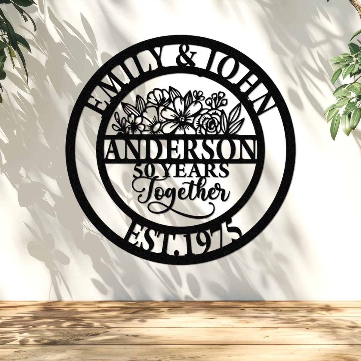Custom Years Together Floral Metal Sign Gift For Couple Anniversary, For Husband, Wife HO82 894826 - Image 5