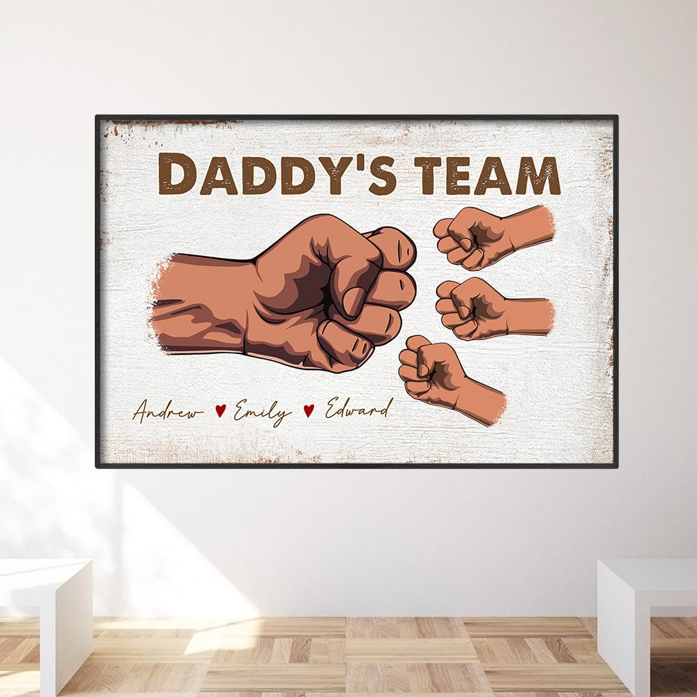 Daddy & Kids Together We're A Team Family Poster Personalized Gift TA29 890088 - Image 4