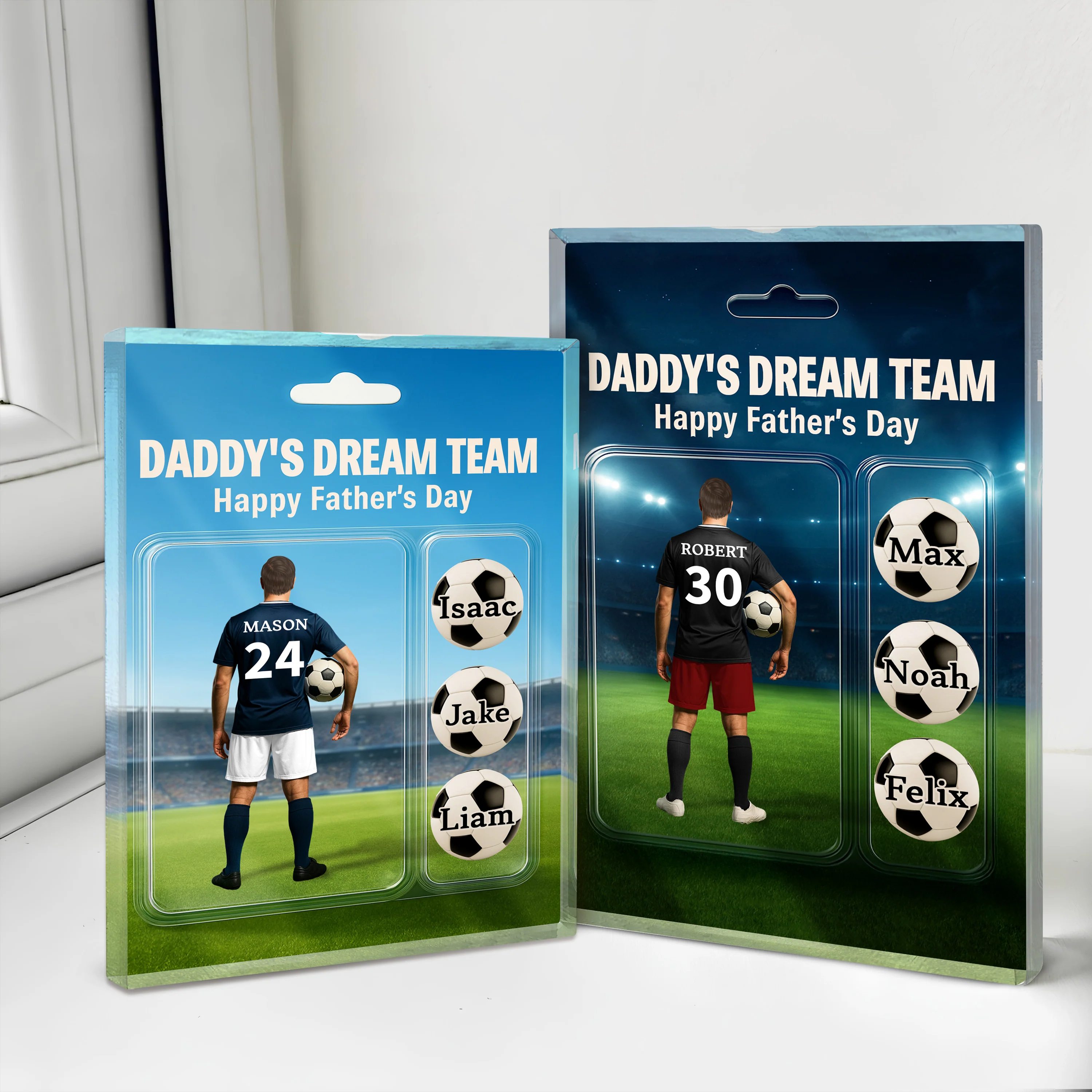 Daddy's Dream Team Soccer With Kids' Names Acrylic Block Plaque Personalized Gift For Father's Day, For Soccer Lover HO82 893766 - Image 3