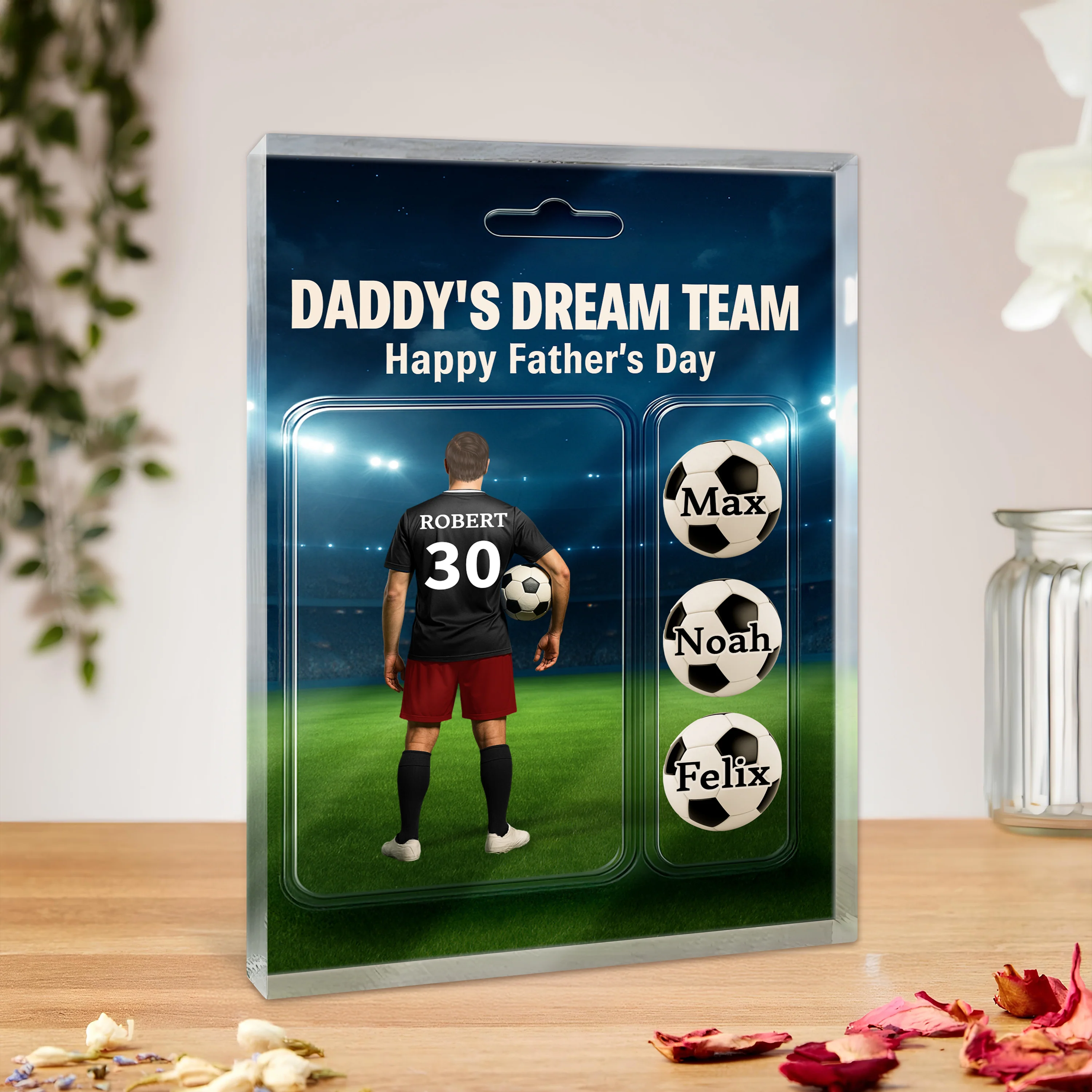 Daddy's Dream Team Soccer With Kids' Names Acrylic Block Plaque Personalized Gift For Father's Day, For Soccer Lover HO82 893766 - Image 6