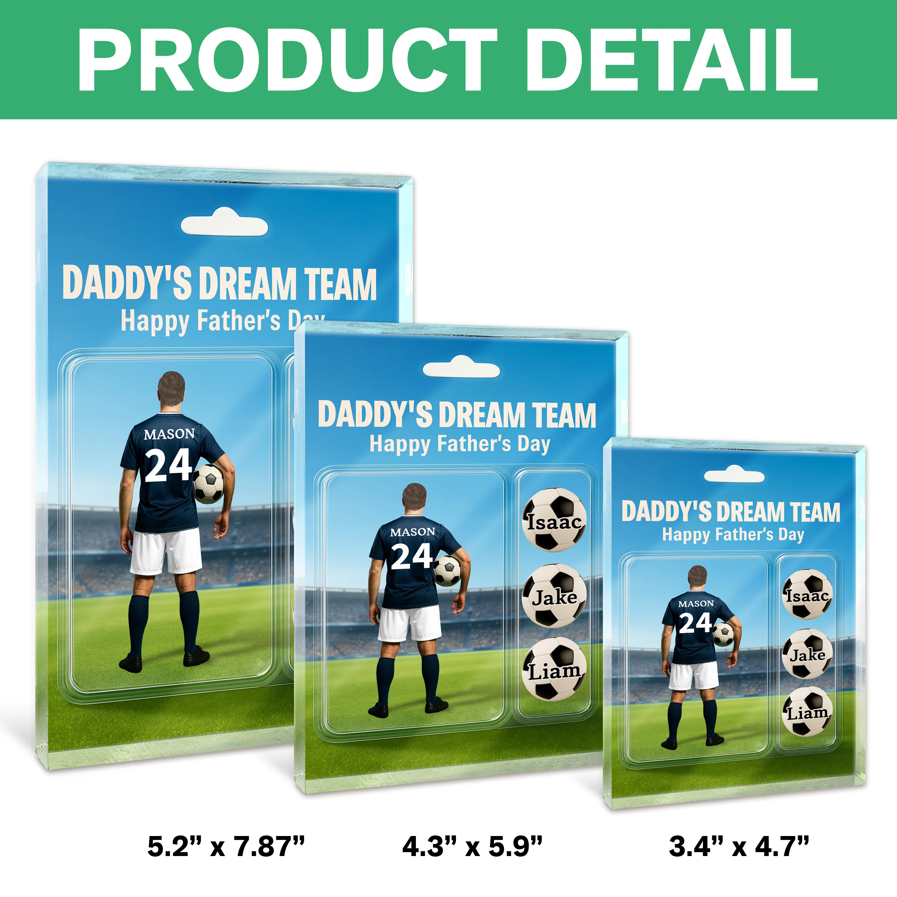 Daddy's Dream Team Soccer With Kids' Names Acrylic Block Plaque Personalized Gift For Father's Day, For Soccer Lover HO82 893766 - Image 7