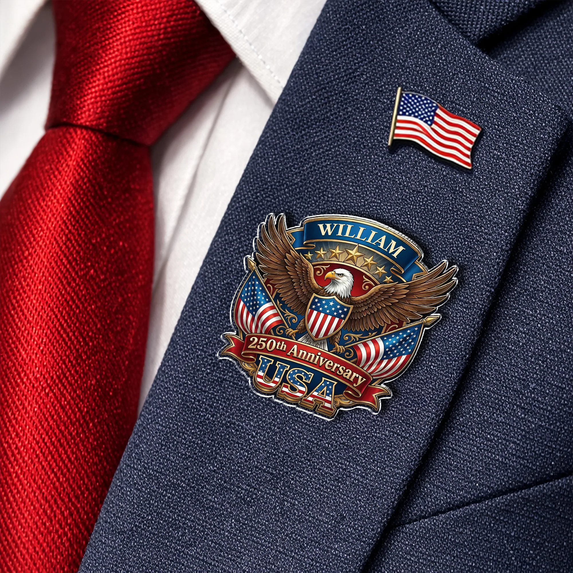 Eagle USA Semiquincentennial 1776-2026 250th Anniversary Patriotic Acrylic Pin HO82 901806