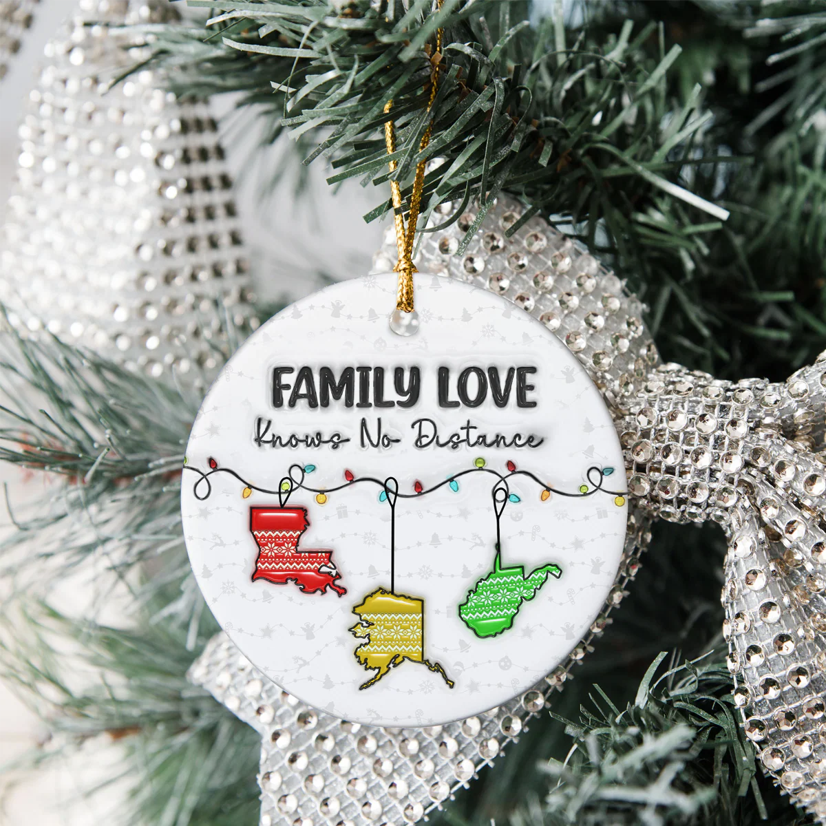 Family Love Knows No Distance 3D Inflated Effect Ceramic Ornament Personalized Gift HO82 894552 - Image 2