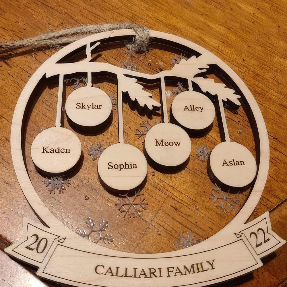 Family Tree With Snowflakes Christmas Ornament Personalized Gift N304 889664 - Image 2