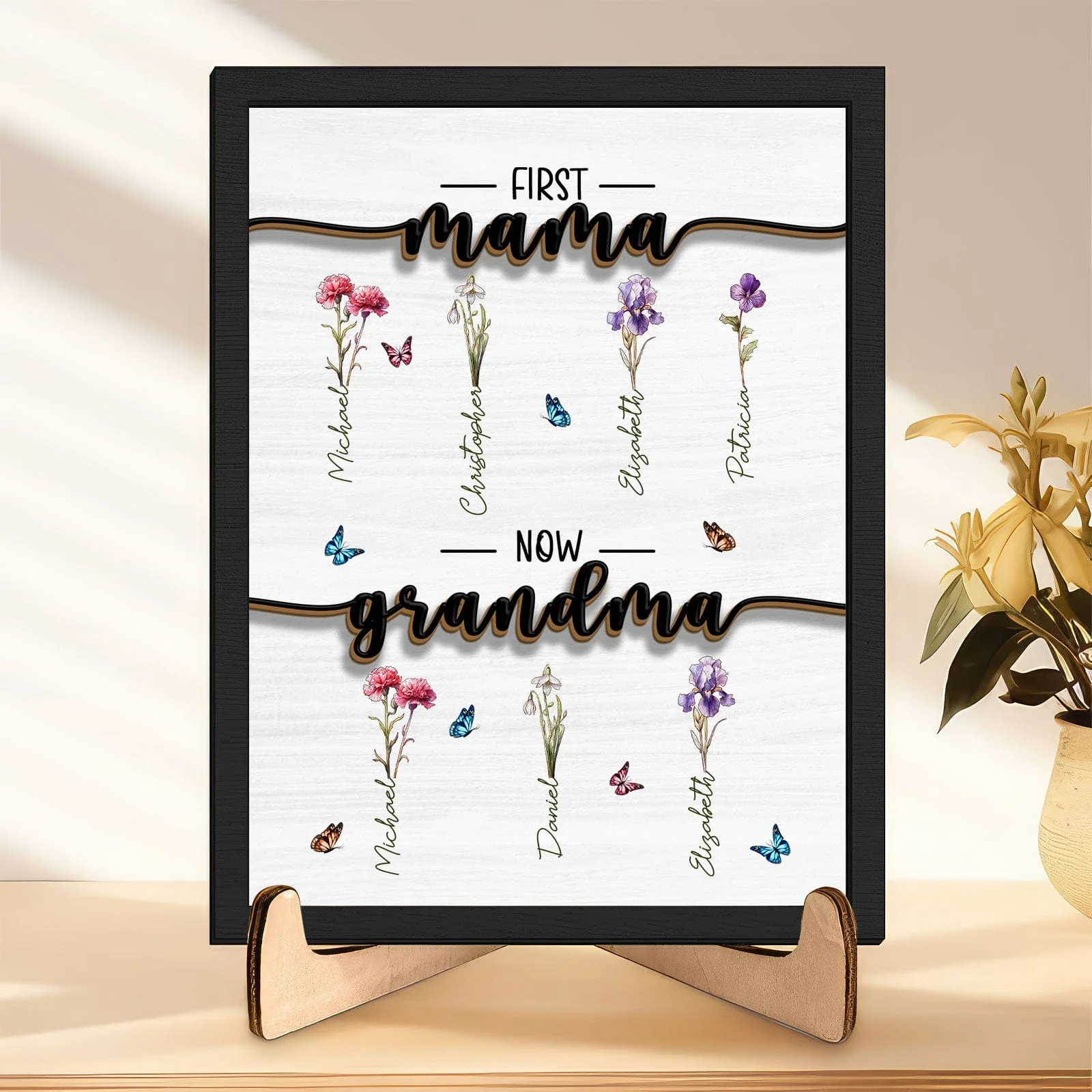 First Mom Now Grandma Family 2-Layered Wooden Plaque With Stand Personalized Gift TA29 890302 - Image 3
