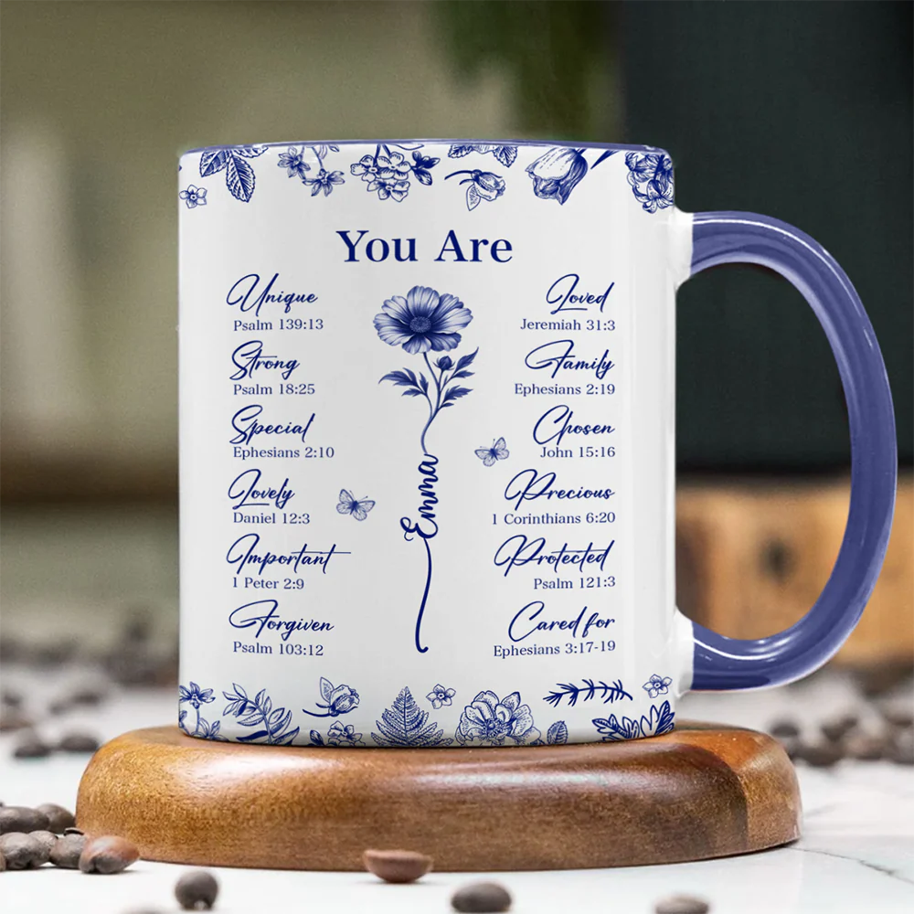 God Says You Are Christian Gift Toile De Jouy Birth Flower Accent Mug HO82 894650 - Image 7