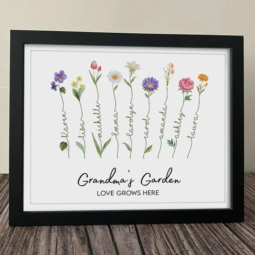 Grandma's Garden With Floral Bouquet Family Picture Frame Personalized Gift TA29 890222
