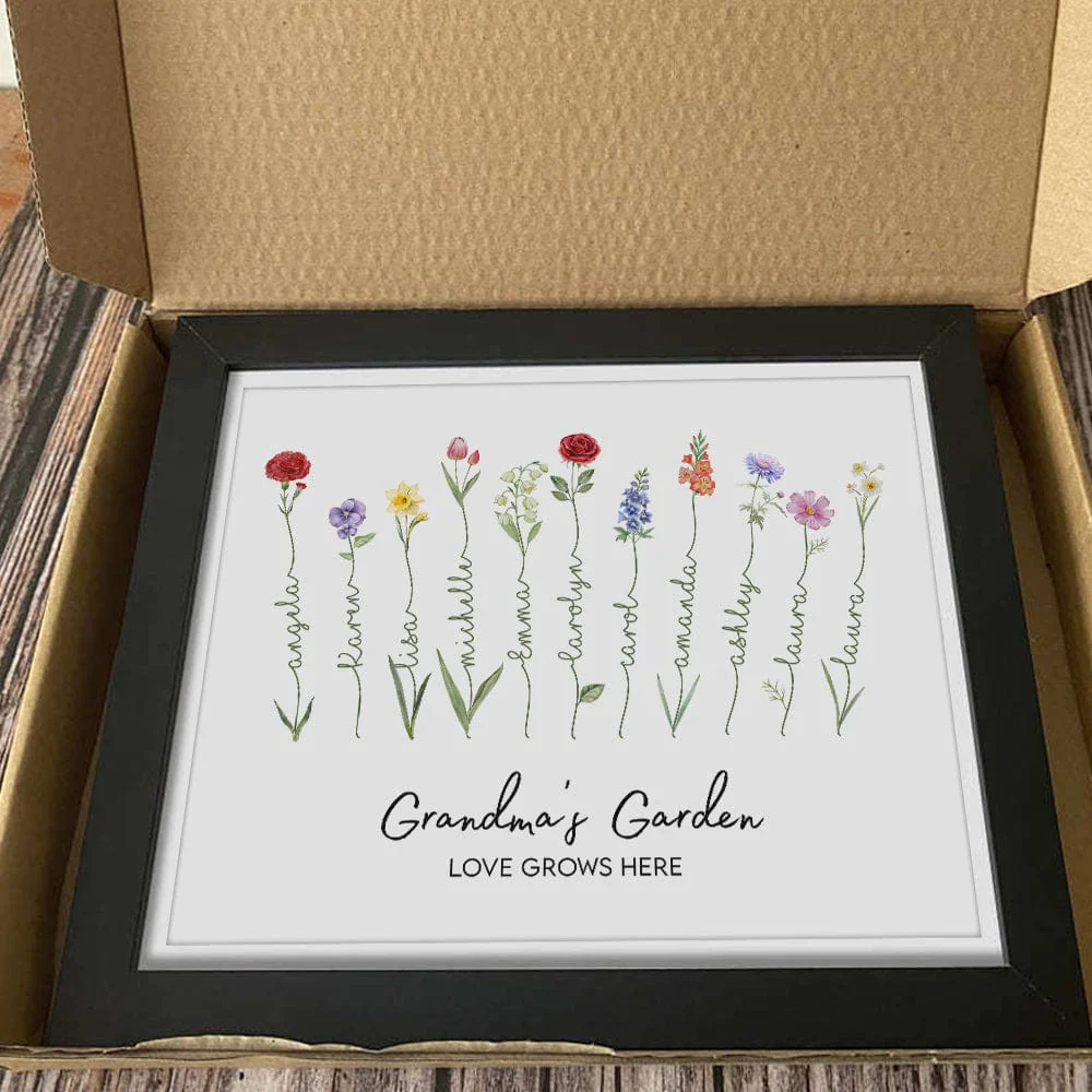 Grandma's Garden With Floral Bouquet Family Picture Frame Personalized Gift TA29 890222 - Image 2