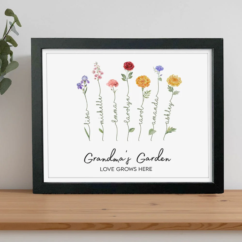 Grandma's Garden With Floral Bouquet Family Picture Frame Personalized Gift TA29 890222 - Image 3