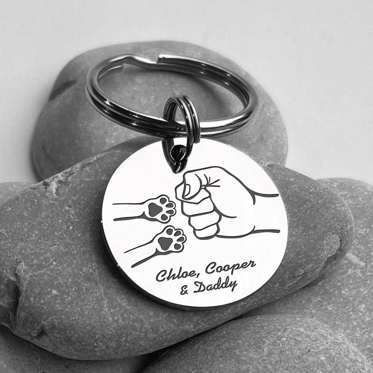 Happy Father's Day Dog Paw For Dog Dad Keychain Personalized Gift HO82 890740 - Image 2