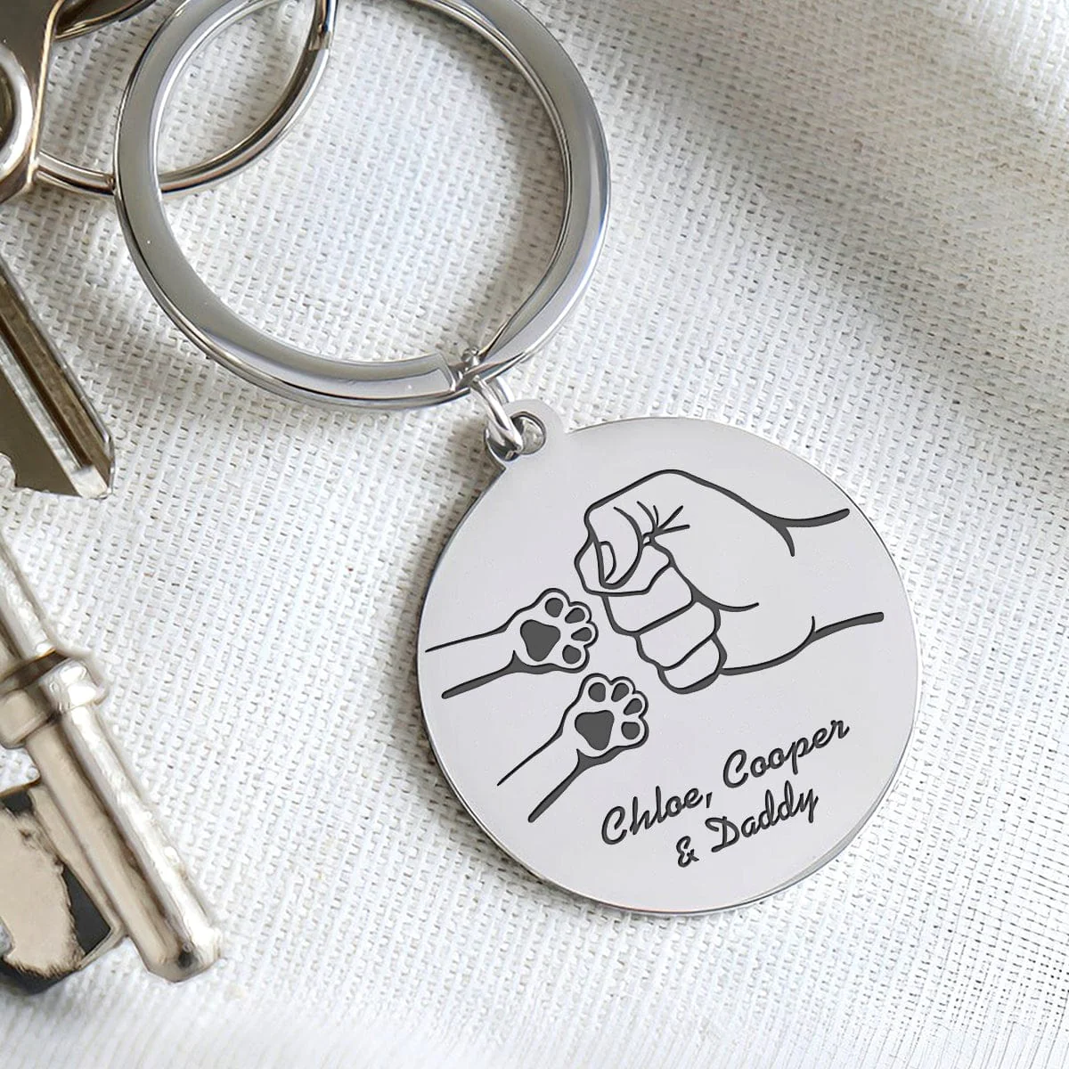 Happy Father's Day Dog Paw For Dog Dad Keychain Personalized Gift HO82 890740 - Image 3