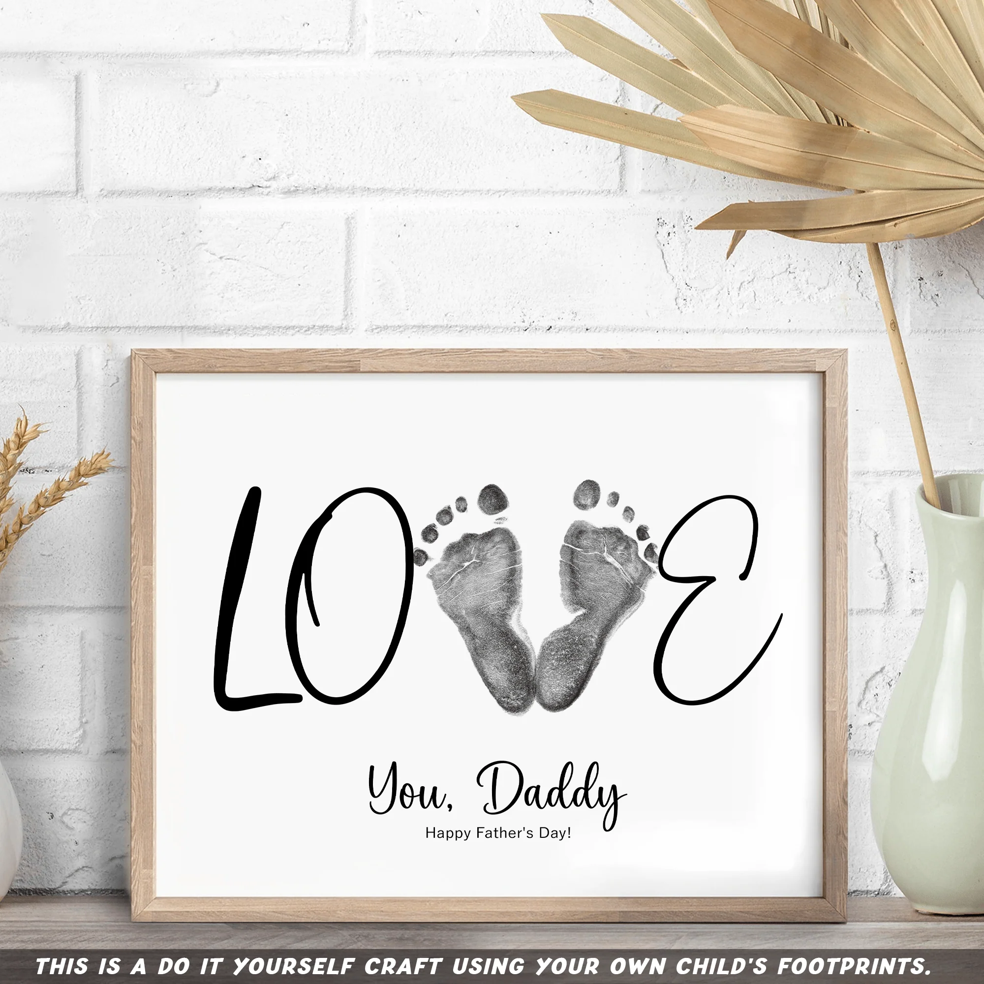 Happy Father's Day Love With DIY Footprint Art Poster Canvas Picture Frame HO82 890594