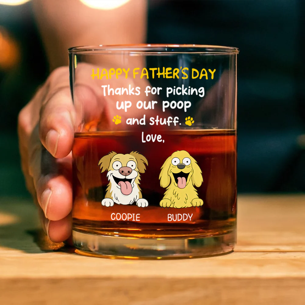 Happy Father's Day, Thank For Picking Up Our Poop Print Rock Glass Personalized Gift HO82 893712 - Image 3
