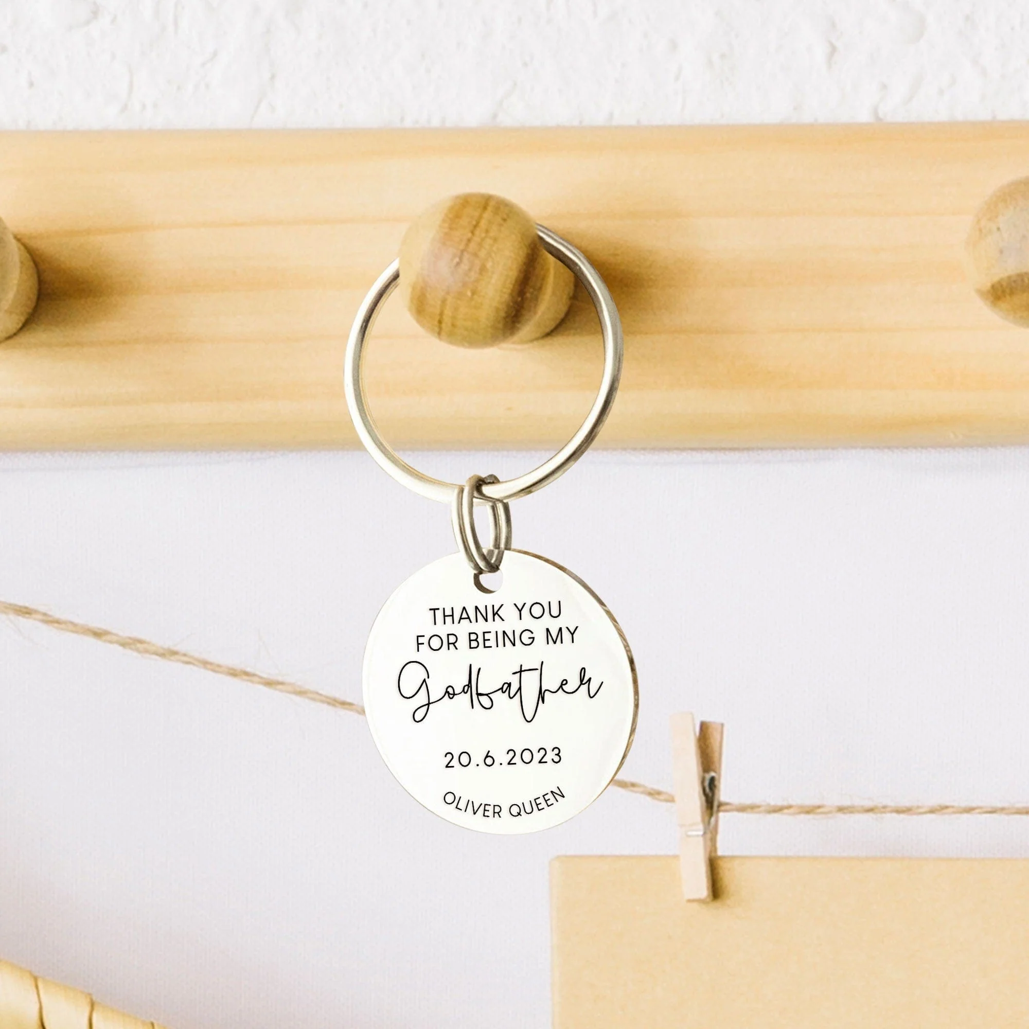 Happy Father's Day Thank You For Being My Godfather Keychain Personalized Gift HO82 890676 - Image 2