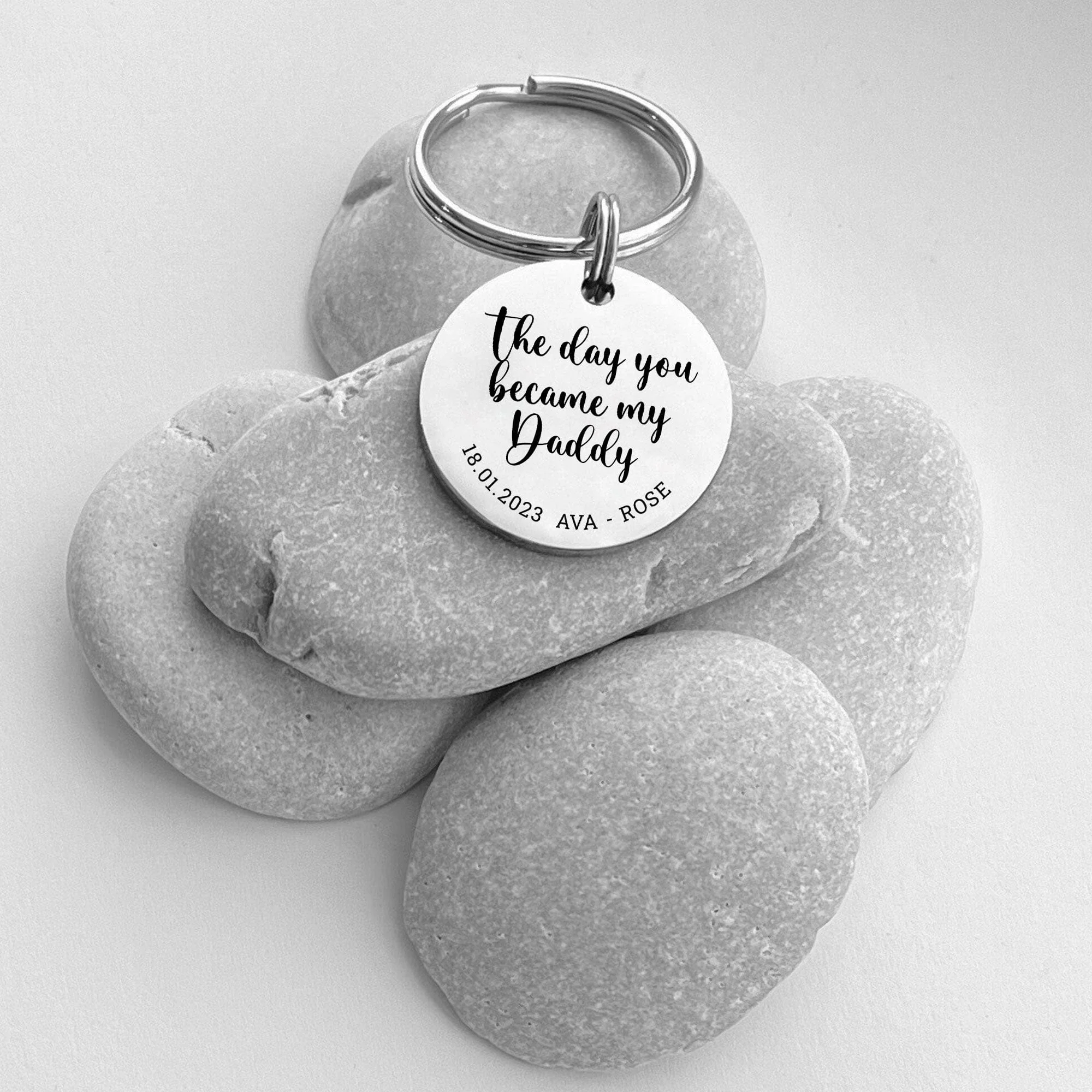 Happy Father's Day The Day You Became My Daddy Keychain Personalized Gift HO82 890678 - Image 2