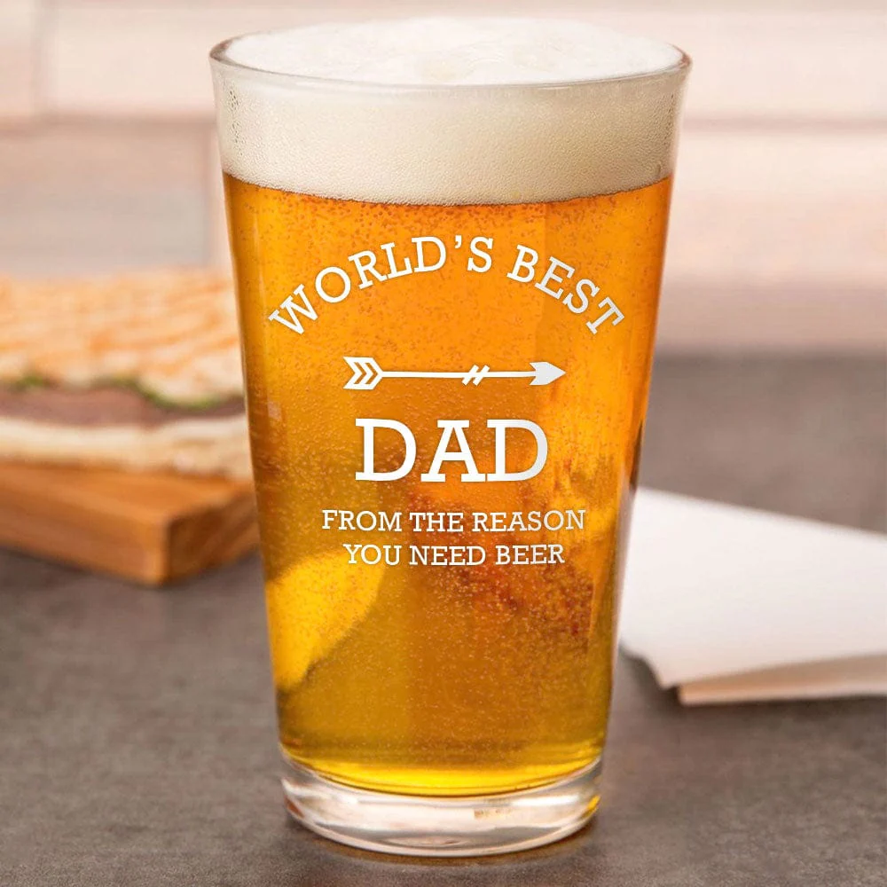 Happy Father's Day World's Best Daddy Love You Print Beer Glass HO82 890580 - Image 3