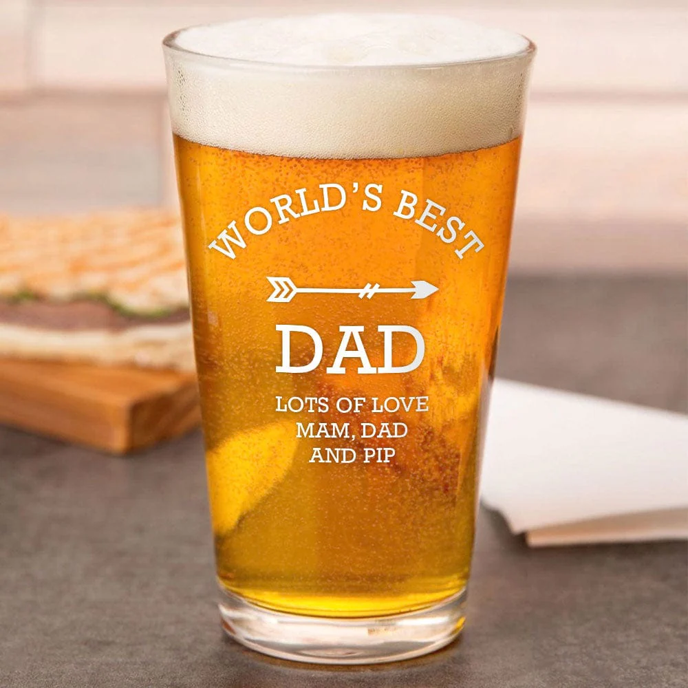 Happy Father's Day World's Best Daddy Love You Print Beer Glass HO82 890580 - Image 4