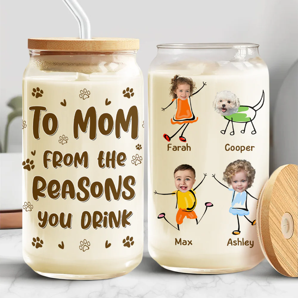 Happy Mother's Day Custom Photo From The Reasons You Drink Glass Can With Lid HO82 893576 - Image 6