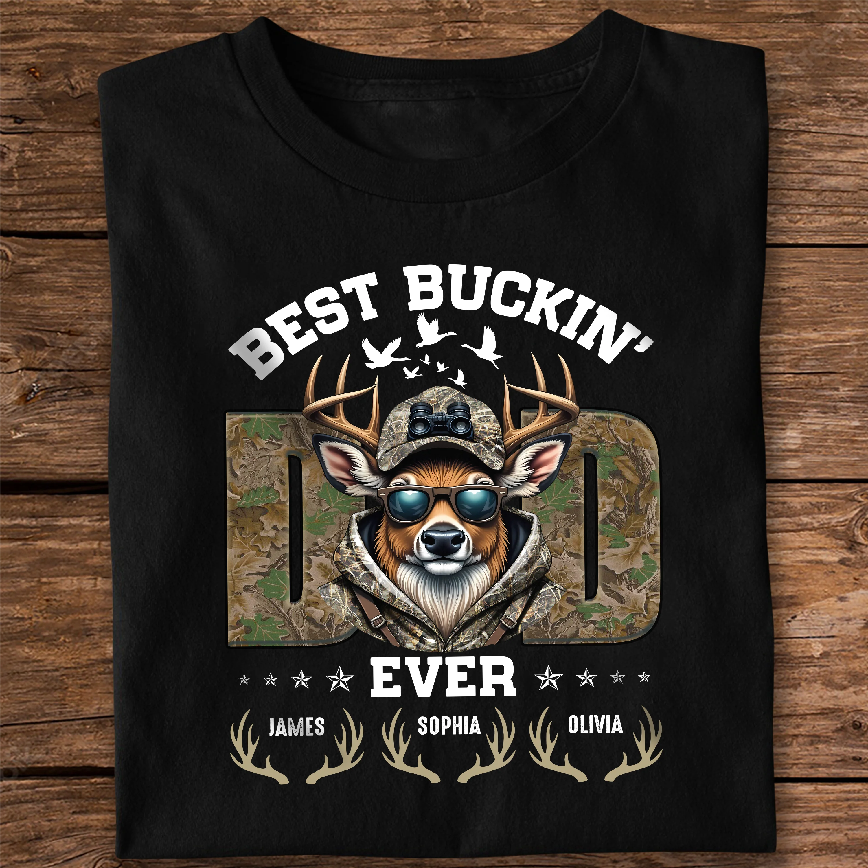 Hunter Dad Best Buckin' Dad With Kid's Name Dad Shirt Personalized Gift For Father's Day HO82 893804 - Image 3