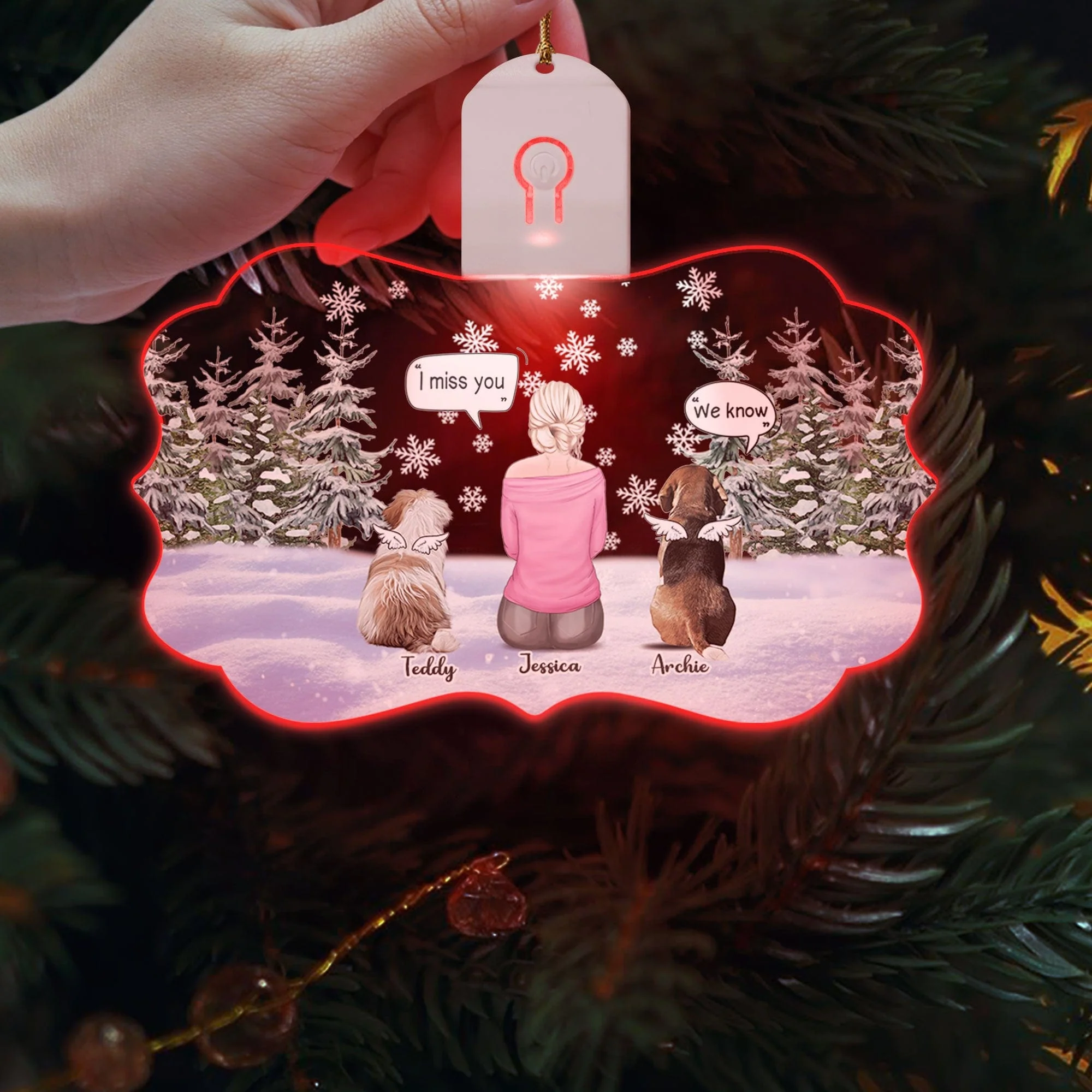 I Miss You - Christmas Memorial For Dog Mom Medallion Led Acrylic Ornament Personalized Gift HO82 893270 - Image 3